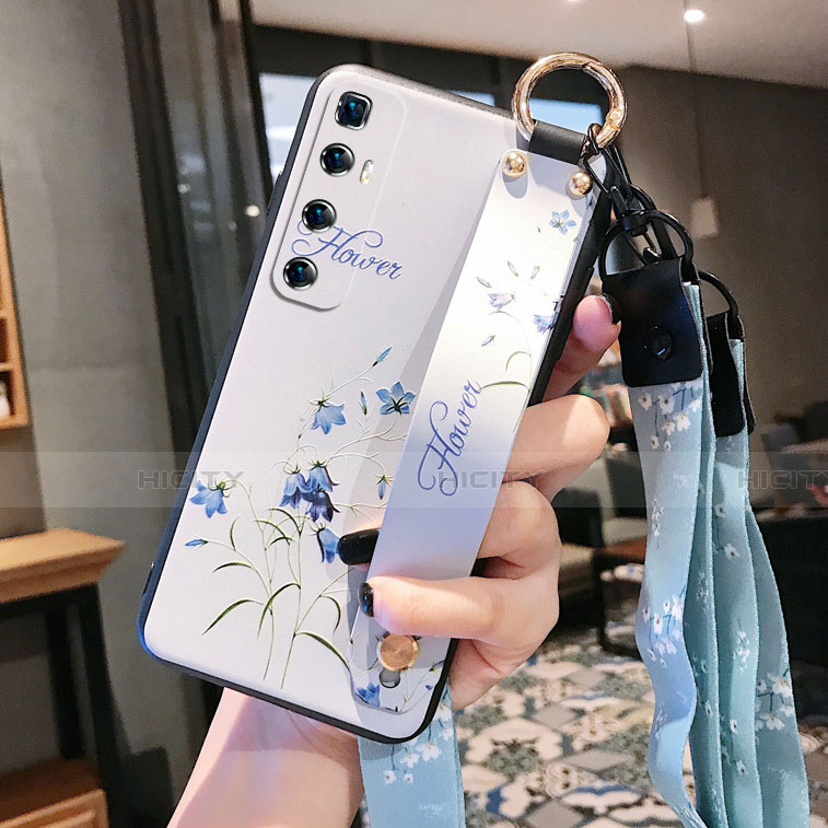 Funda Silicona Gel Goma Flores Carcasa para Xiaomi Mi 10 Ultra Blanco