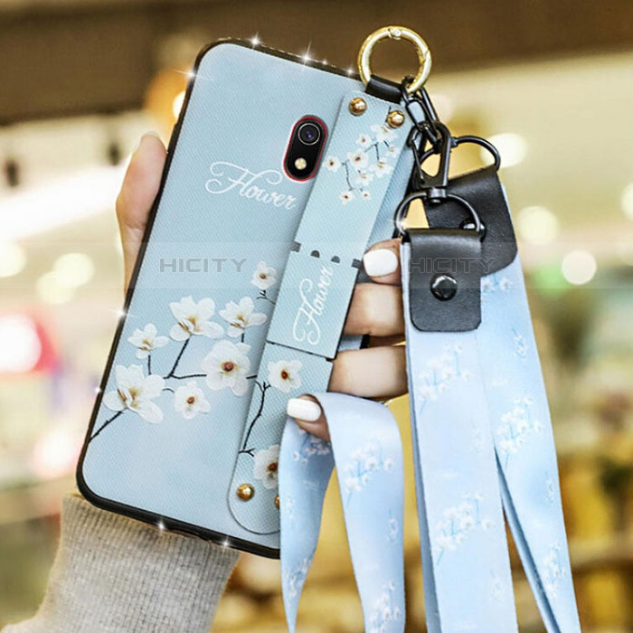 Funda Silicona Gel Goma Flores Carcasa para Xiaomi Redmi 8A Azul Cielo