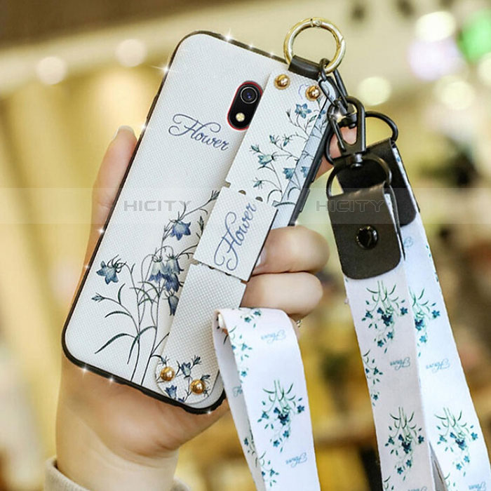 Funda Silicona Gel Goma Flores Carcasa para Xiaomi Redmi 8A Blanco