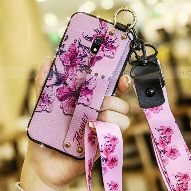 Funda Silicona Gel Goma Flores Carcasa para Xiaomi Redmi 8A Morado