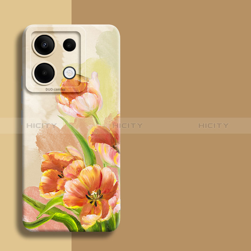 Funda Silicona Gel Goma Flores Carcasa para Xiaomi Redmi Note 13 Pro 5G Amarillo