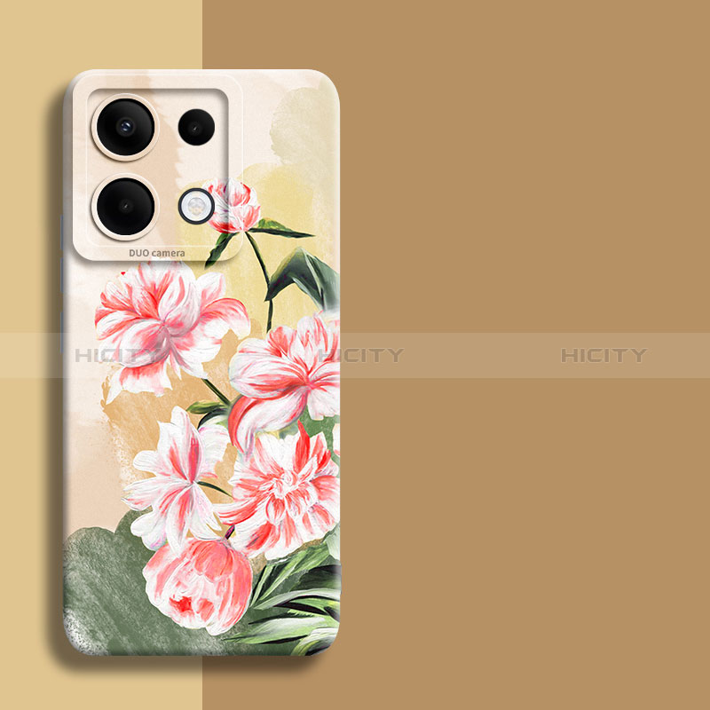 Funda Silicona Gel Goma Flores Carcasa para Xiaomi Redmi Note 13 Pro 5G Rosa