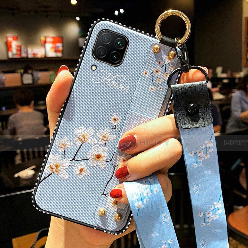 Funda Silicona Gel Goma Flores Carcasa S01 para Huawei Nova 6 SE Azul Cielo