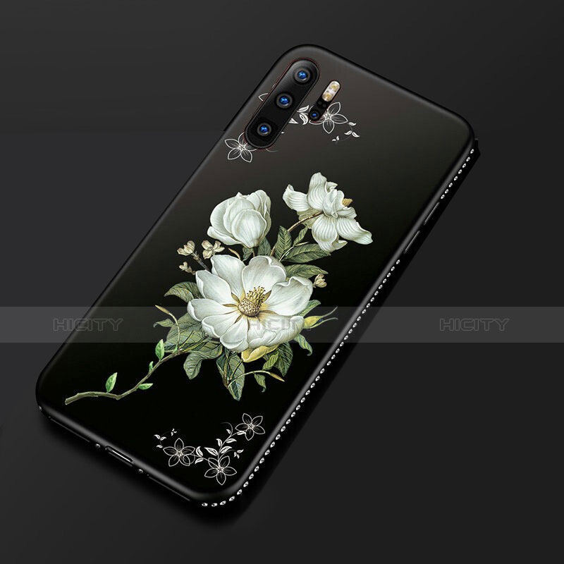 Funda Silicona Gel Goma Flores Carcasa S01 para Huawei P30 Pro Blanco