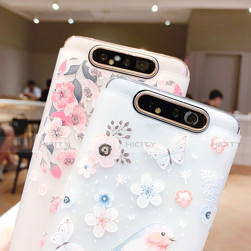 Funda Silicona Gel Goma Flores Carcasa S01 para Samsung Galaxy A80