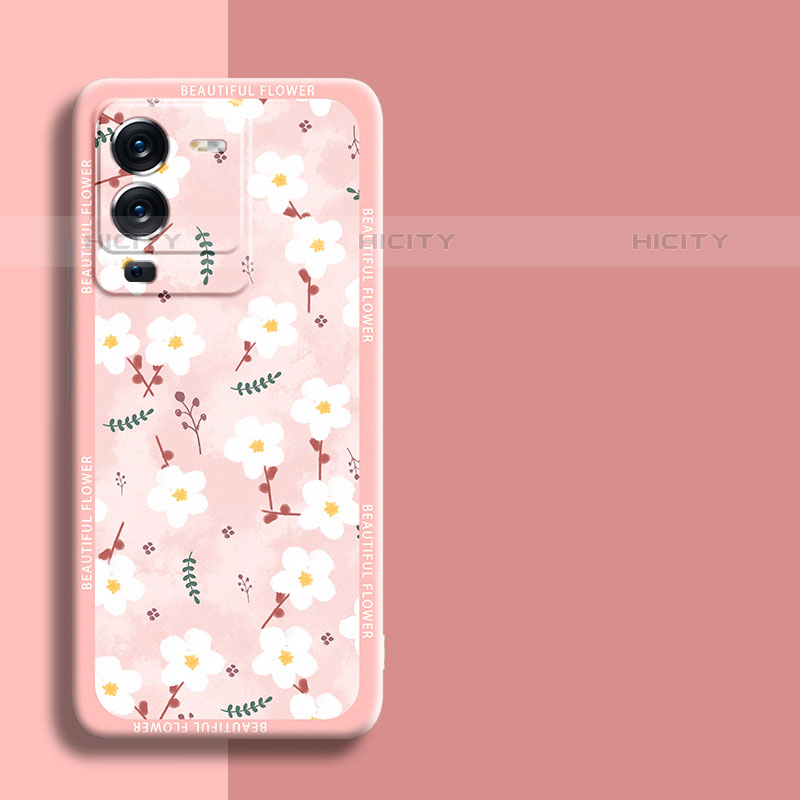 Funda Silicona Gel Goma Flores Carcasa S01 para Vivo V25 Pro 5G Rosa