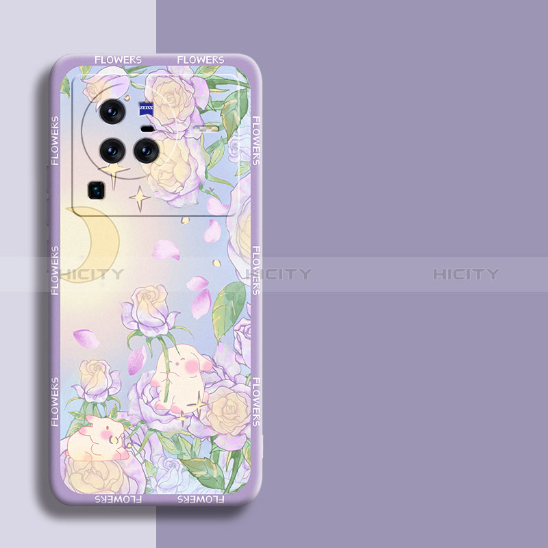 Funda Silicona Gel Goma Flores Carcasa S01 para Vivo X80 Pro 5G