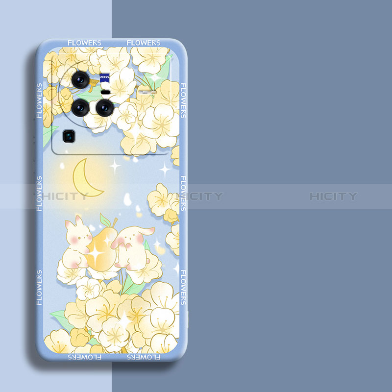 Funda Silicona Gel Goma Flores Carcasa S01 para Vivo X80 Pro 5G