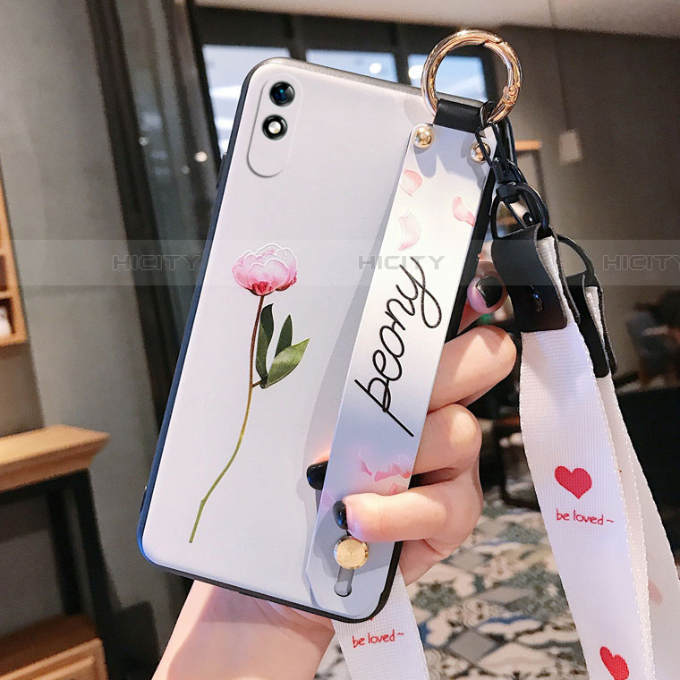 Funda Silicona Gel Goma Flores Carcasa S01 para Xiaomi Redmi 9i Blanco