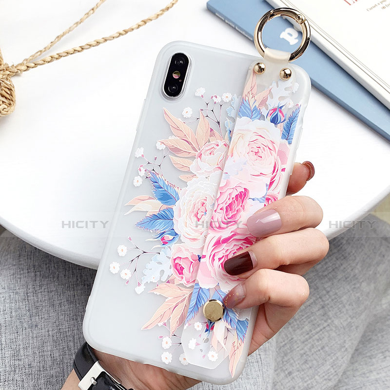 Funda Silicona Gel Goma Flores Carcasa S02 para Apple iPhone Xs