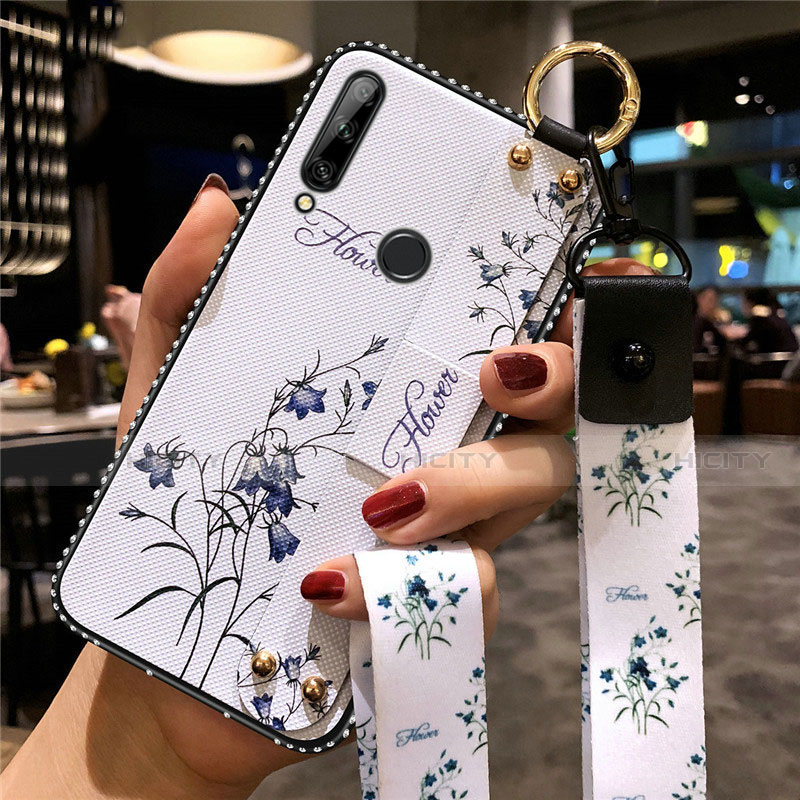 Funda Silicona Gel Goma Flores Carcasa S02 para Huawei Enjoy 10 Plus Blanco