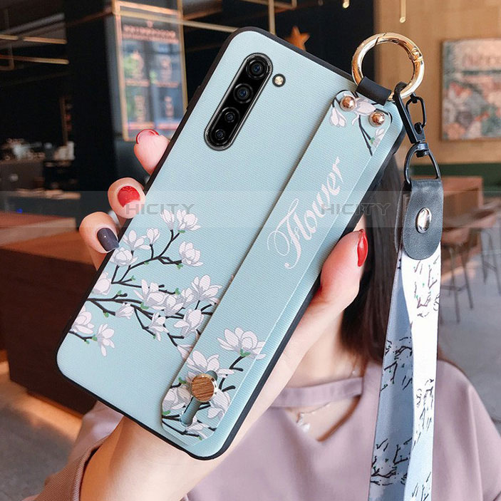 Funda Silicona Gel Goma Flores Carcasa S02 para Oppo Find X2 Lite Azul Cielo