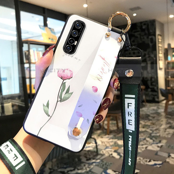 Funda Silicona Gel Goma Flores Carcasa S02 para Oppo Find X2 Neo Rosa