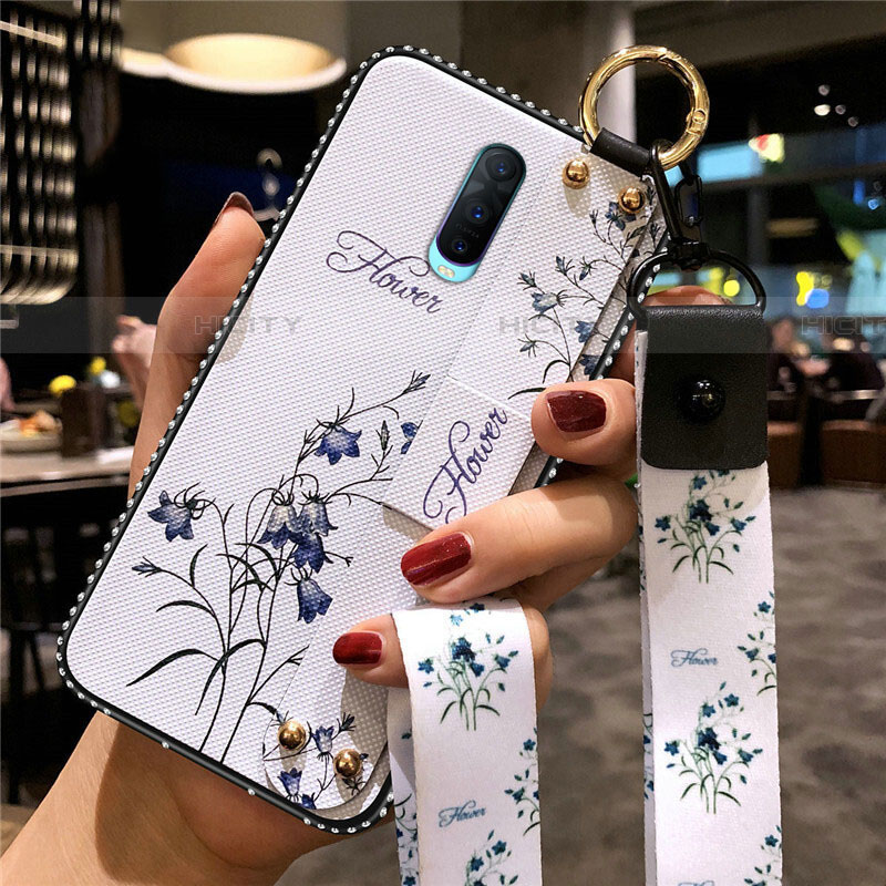 Funda Silicona Gel Goma Flores Carcasa S02 para Oppo RX17 Pro Blanco