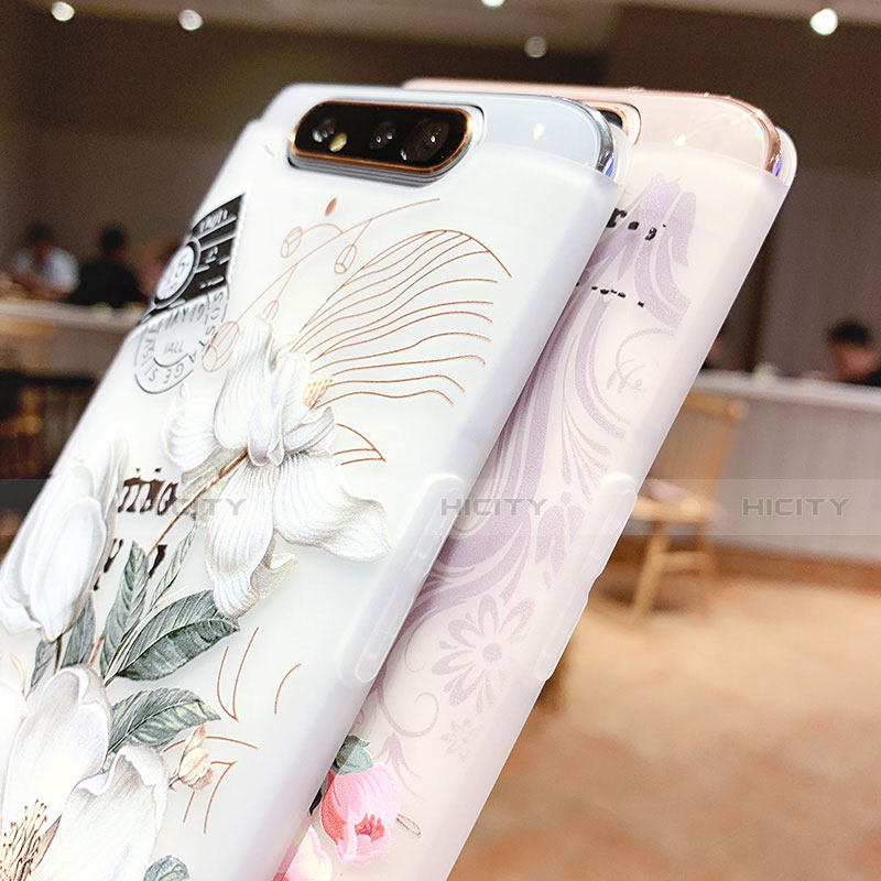 Funda Silicona Gel Goma Flores Carcasa S02 para Samsung Galaxy A80