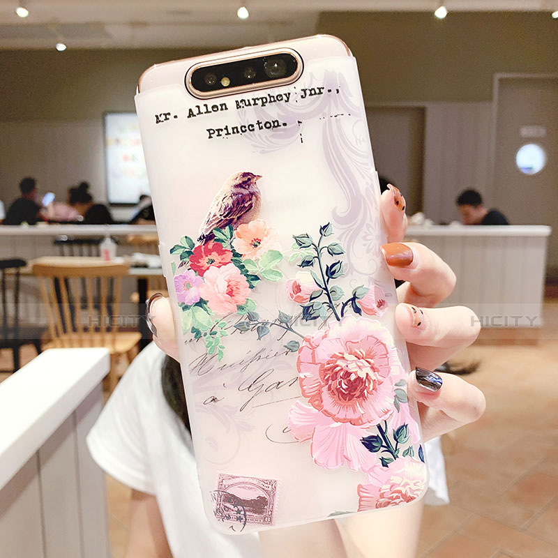 Funda Silicona Gel Goma Flores Carcasa S02 para Samsung Galaxy A80