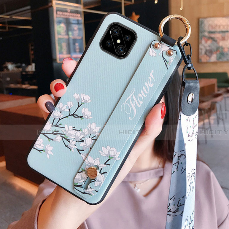 Funda Silicona Gel Goma Flores Carcasa S03 para Oppo Reno4 Z 5G Azul Cielo