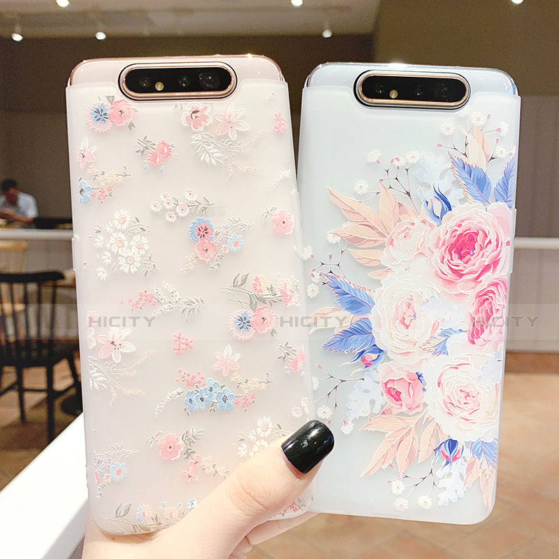 Funda Silicona Gel Goma Flores Carcasa S03 para Samsung Galaxy A80