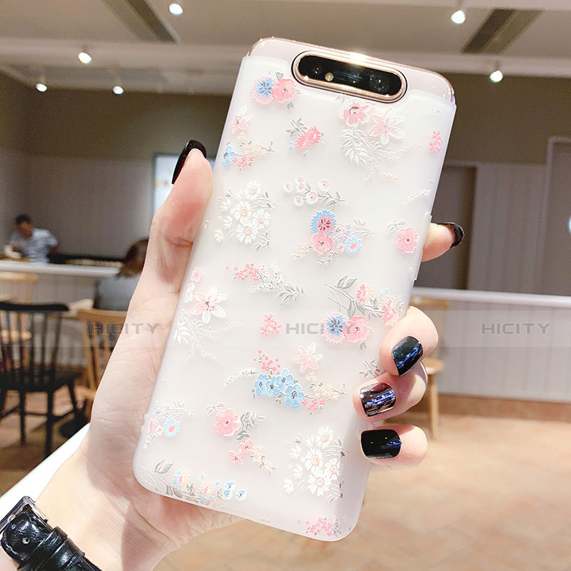 Funda Silicona Gel Goma Flores Carcasa S03 para Samsung Galaxy A80