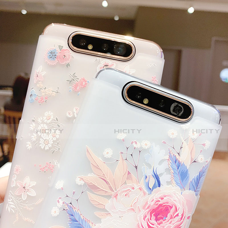 Funda Silicona Gel Goma Flores Carcasa S03 para Samsung Galaxy A80