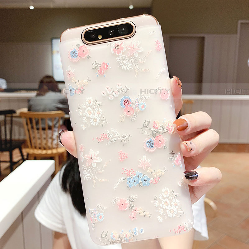 Funda Silicona Gel Goma Flores Carcasa S03 para Samsung Galaxy A90 4G Rosa