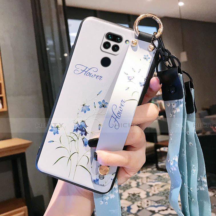 Funda Silicona Gel Goma Flores Carcasa S04 para Xiaomi Redmi Note 9 Blanco