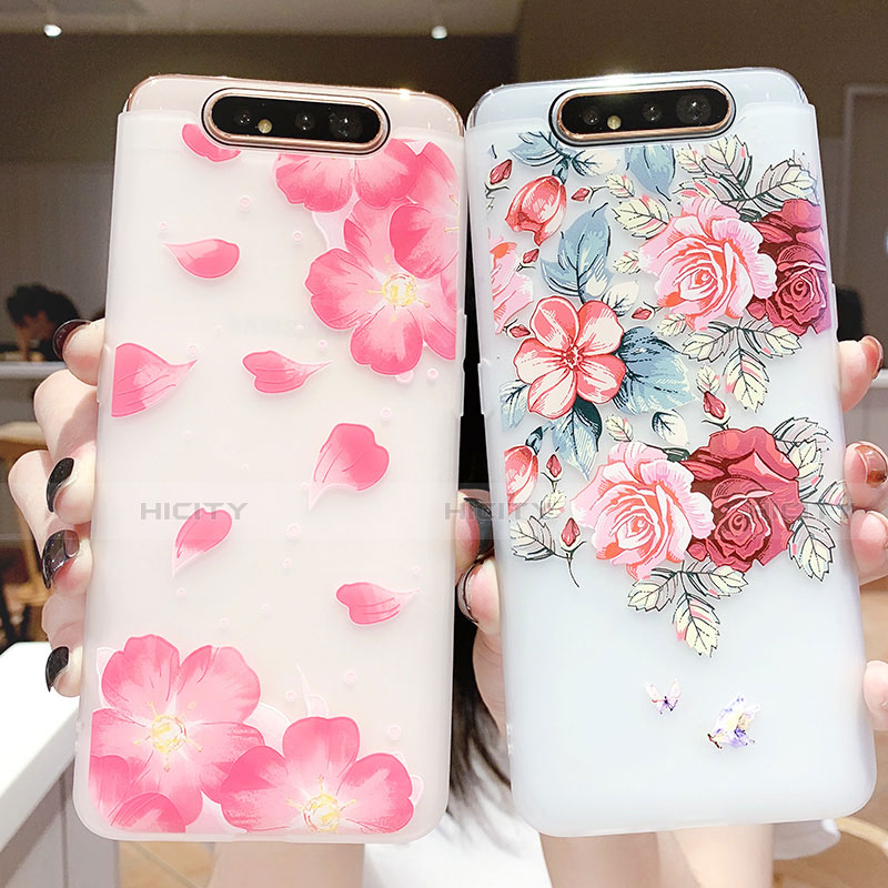 Funda Silicona Gel Goma Flores Carcasa S05 para Samsung Galaxy A80