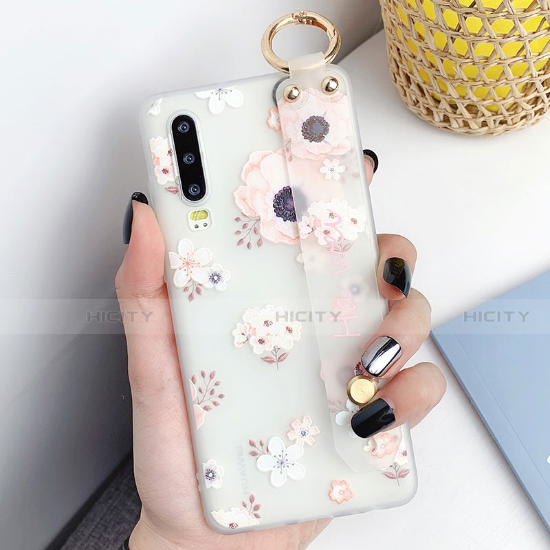 Funda Silicona Gel Goma Flores Carcasa S07 para Huawei P30