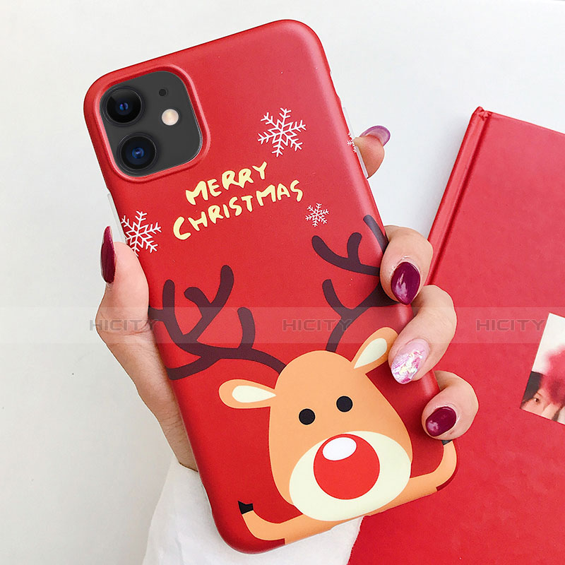 Funda Silicona Gel Goma Navidad Carcasa S01 para Apple iPhone 11 Rojo