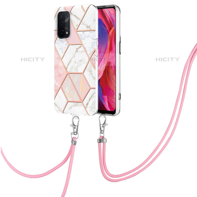 Funda Silicona Gel Goma Patron de Moda Carcasa con Acollador Cordon Lanyard Y01B para OnePlus Nord N200 5G