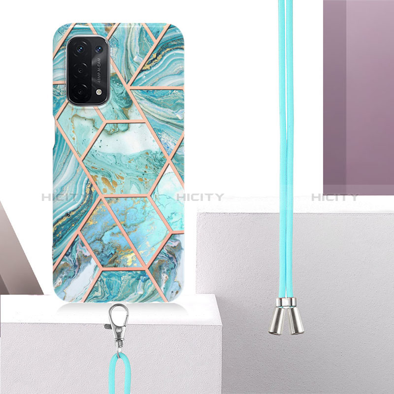 Funda Silicona Gel Goma Patron de Moda Carcasa con Acollador Cordon Lanyard Y01B para Oppo A54 5G