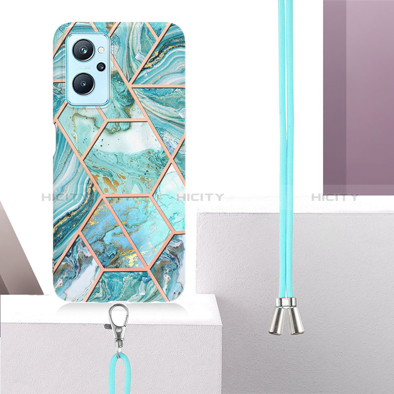 Funda Silicona Gel Goma Patron de Moda Carcasa con Acollador Cordon Lanyard Y01B para Oppo A96 4G