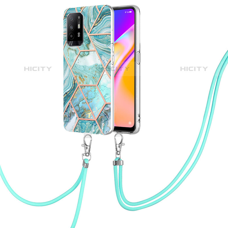 Funda Silicona Gel Goma Patron de Moda Carcasa con Acollador Cordon Lanyard Y01B para Oppo F19 Pro+ Plus 5G