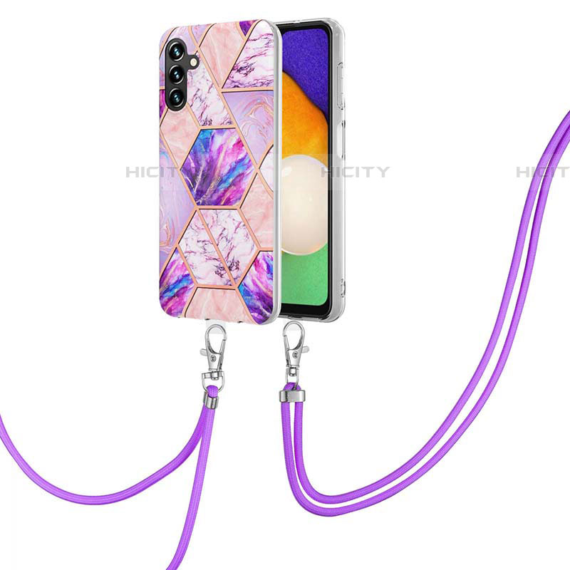 Funda Silicona Gel Goma Patron de Moda Carcasa con Acollador Cordon Lanyard Y01B para Samsung Galaxy A04s