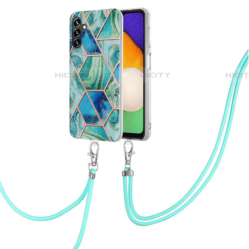 Funda Silicona Gel Goma Patron de Moda Carcasa con Acollador Cordon Lanyard Y01B para Samsung Galaxy A04s