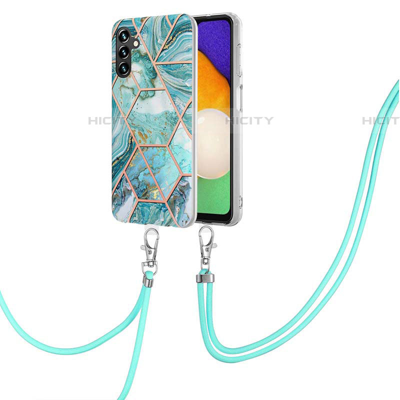 Funda Silicona Gel Goma Patron de Moda Carcasa con Acollador Cordon Lanyard Y01B para Samsung Galaxy A04s