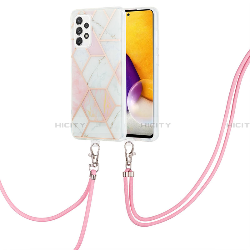 Funda Silicona Gel Goma Patron de Moda Carcasa con Acollador Cordon Lanyard Y01B para Samsung Galaxy A13 4G