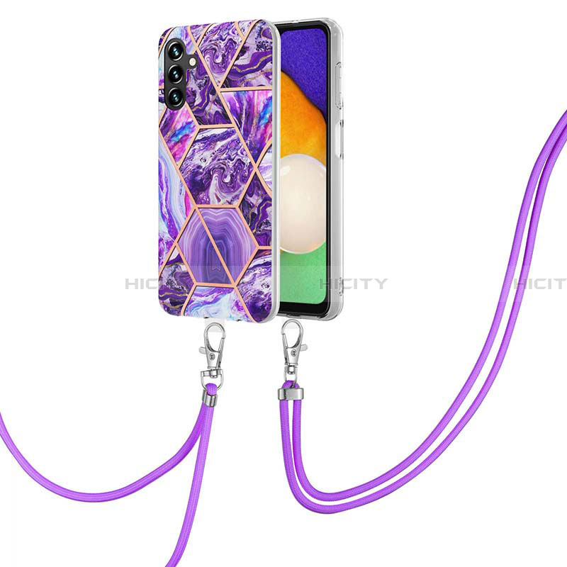 Funda Silicona Gel Goma Patron de Moda Carcasa con Acollador Cordon Lanyard Y01B para Samsung Galaxy A13 5G