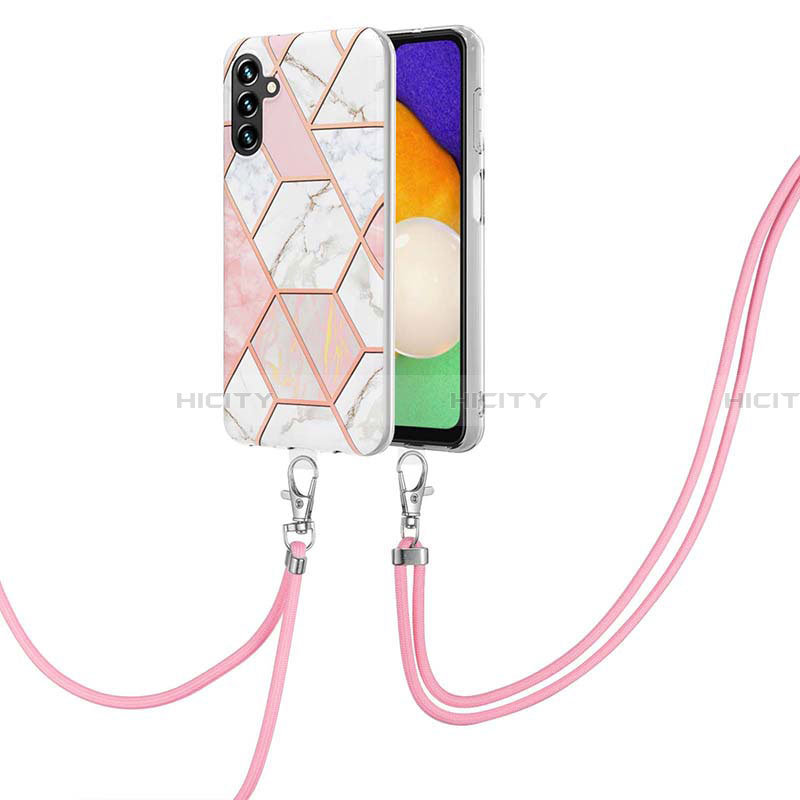 Funda Silicona Gel Goma Patron de Moda Carcasa con Acollador Cordon Lanyard Y01B para Samsung Galaxy A13 5G