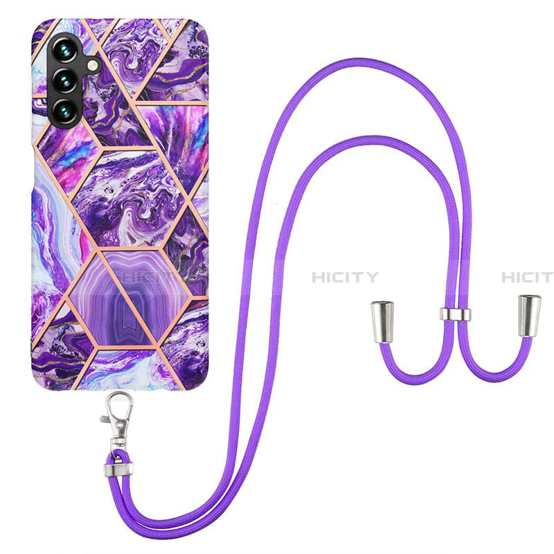 Funda Silicona Gel Goma Patron de Moda Carcasa con Acollador Cordon Lanyard Y01B para Samsung Galaxy A13 5G