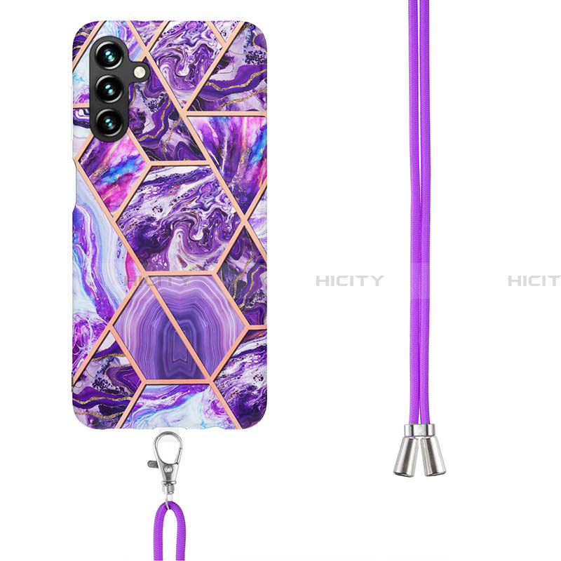 Funda Silicona Gel Goma Patron de Moda Carcasa con Acollador Cordon Lanyard Y01B para Samsung Galaxy A13 5G