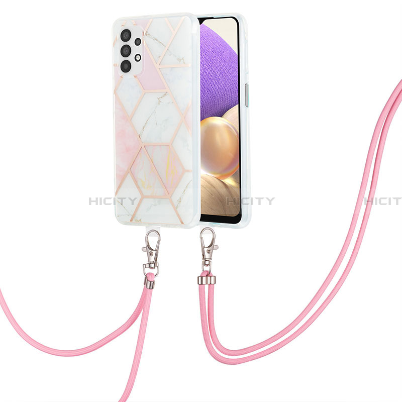 Funda Silicona Gel Goma Patron de Moda Carcasa con Acollador Cordon Lanyard Y01B para Samsung Galaxy A23 4G