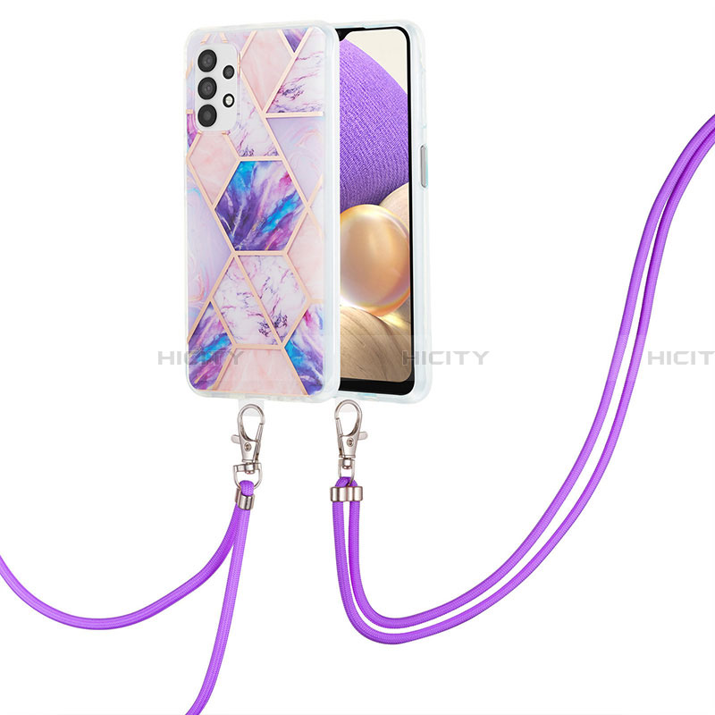 Funda Silicona Gel Goma Patron de Moda Carcasa con Acollador Cordon Lanyard Y01B para Samsung Galaxy A23 4G