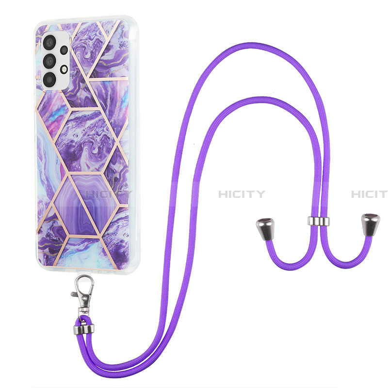 Funda Silicona Gel Goma Patron de Moda Carcasa con Acollador Cordon Lanyard Y01B para Samsung Galaxy A23 4G