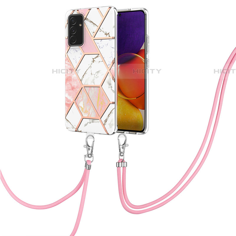 Funda Silicona Gel Goma Patron de Moda Carcasa con Acollador Cordon Lanyard Y01B para Samsung Galaxy A24 4G