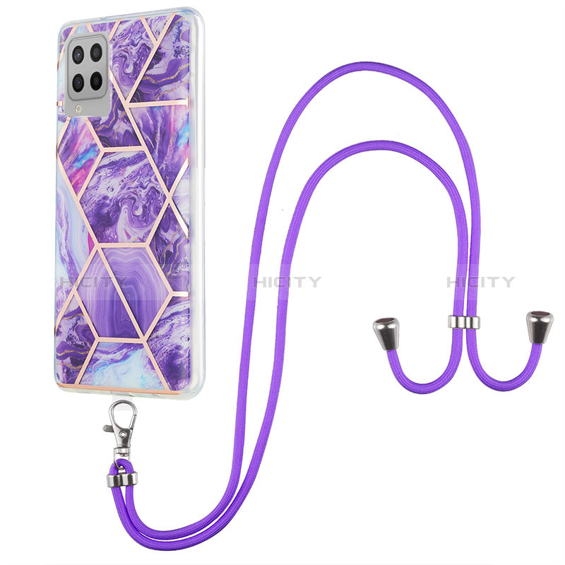 Funda Silicona Gel Goma Patron de Moda Carcasa con Acollador Cordon Lanyard Y01B para Samsung Galaxy A42 5G