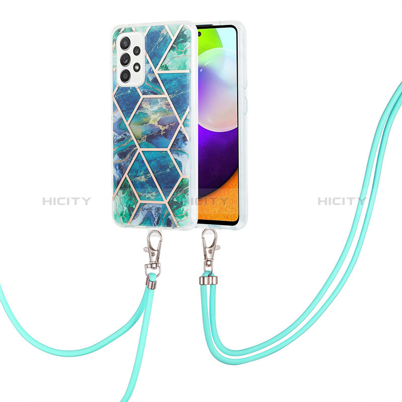 Funda Silicona Gel Goma Patron de Moda Carcasa con Acollador Cordon Lanyard Y01B para Samsung Galaxy A52s 5G