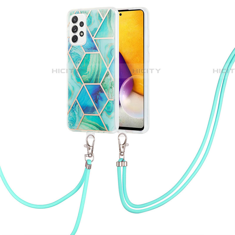 Funda Silicona Gel Goma Patron de Moda Carcasa con Acollador Cordon Lanyard Y01B para Samsung Galaxy A72 4G