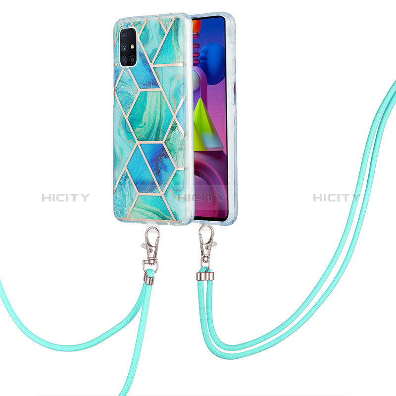 Funda Silicona Gel Goma Patron de Moda Carcasa con Acollador Cordon Lanyard Y01B para Samsung Galaxy M51