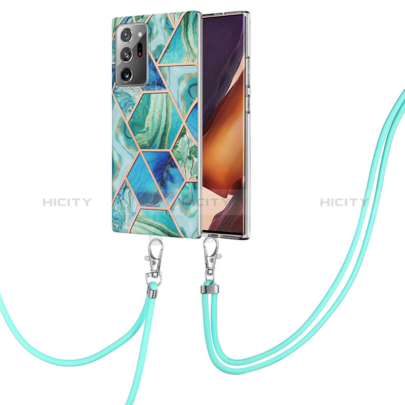 Funda Silicona Gel Goma Patron de Moda Carcasa con Acollador Cordon Lanyard Y01B para Samsung Galaxy Note 20 Ultra 5G